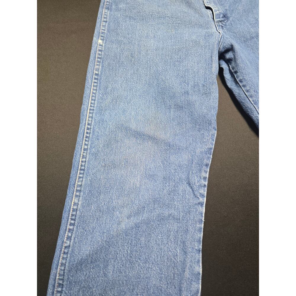 Wrangler Mens 35x34 Blue Denim Jeans Relaxed Fit Straight Leg 100% Cotton - Picture 5 of 14